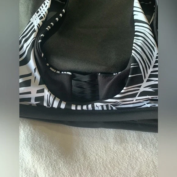 Athleta Swim Square Neck Bikini Top Bra XS Black White 64023 Stretch Mesh Detail - Picture 2 of 9